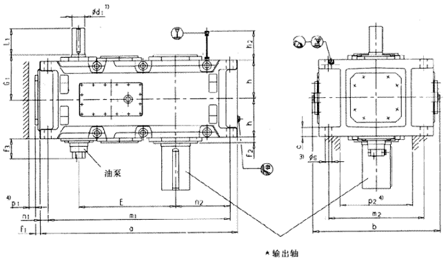 平行軸齒輪箱二級傳動立式安裝(類型H2.V)