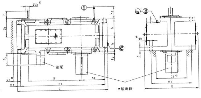 平行軸齒輪箱三級傳動立式安裝(類型H3.V)